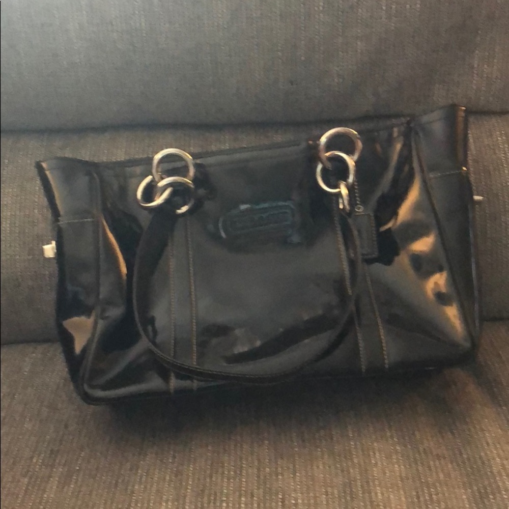 Black Coach patent leather purse